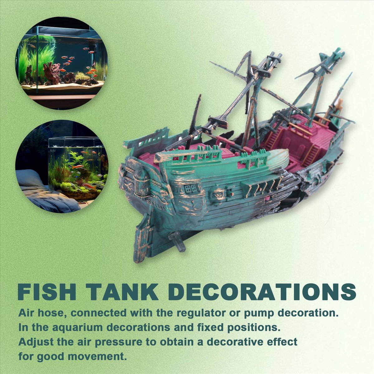 Aquarium Decor - 【ABFS】Large Aquarium Shipwreck Decor Boat Plastic