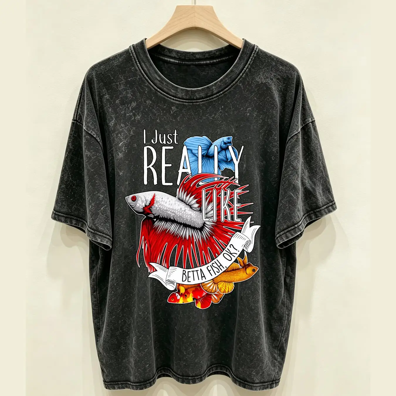 washed T Shirt Betta Fish Funn - Aquarium Fish Keeping ulasan dan harga