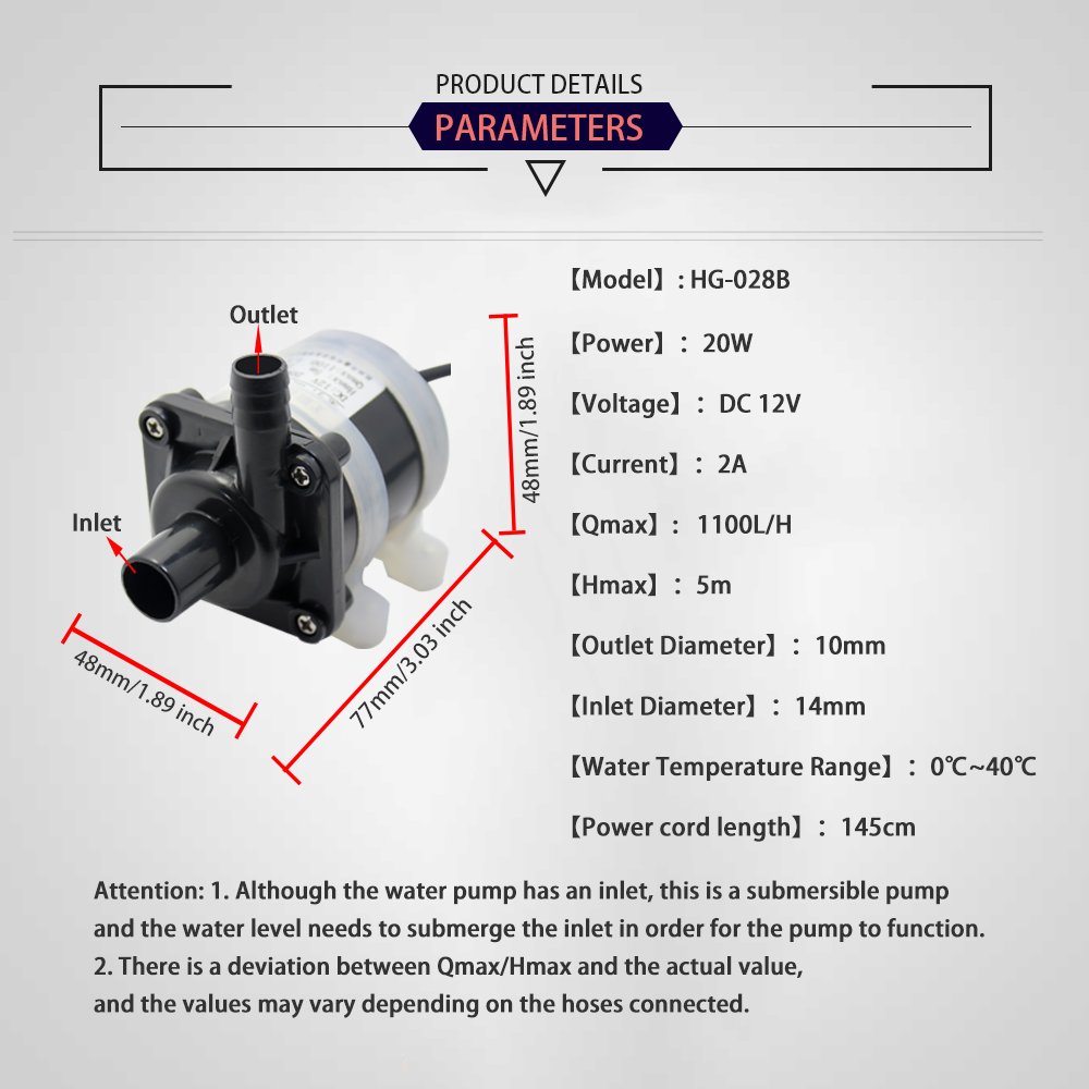 12V DC Brushless Small Submers - Aquarium Pump ulasan dan harga